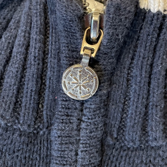 CJ Banks Snowman Christmas Zip Vest Sweater, Navy  -2X - Picture 3 of 10